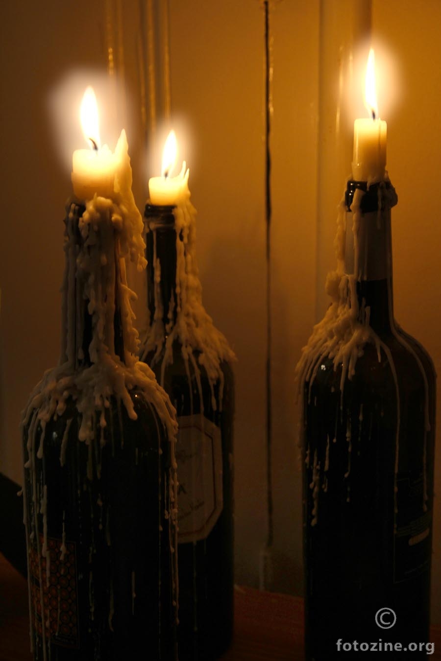 Candles and wine...