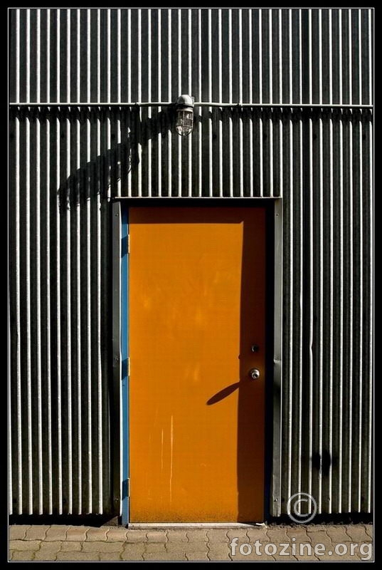 Orange door with the light